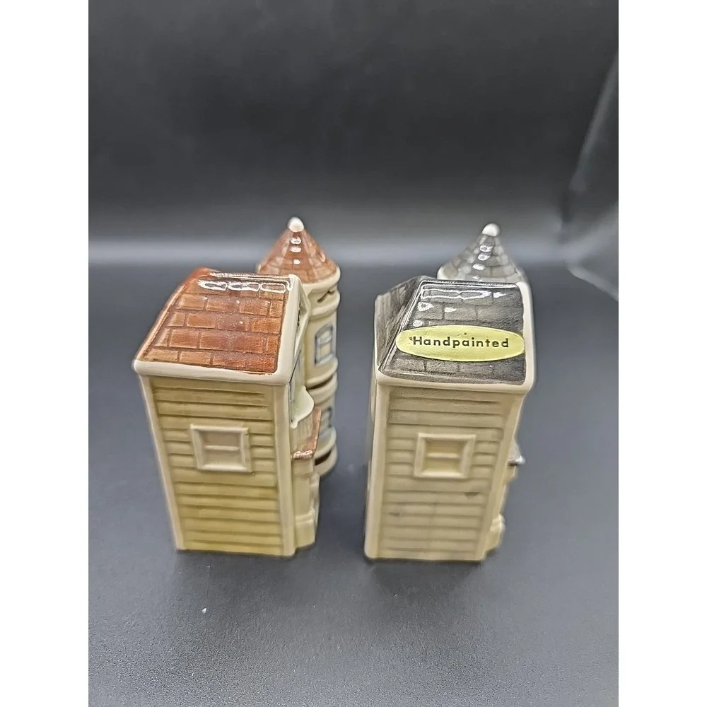 Vtg Otagiri Victorian Row House Salt  Pepper Shakers Hand Painted Japan OMC 1981